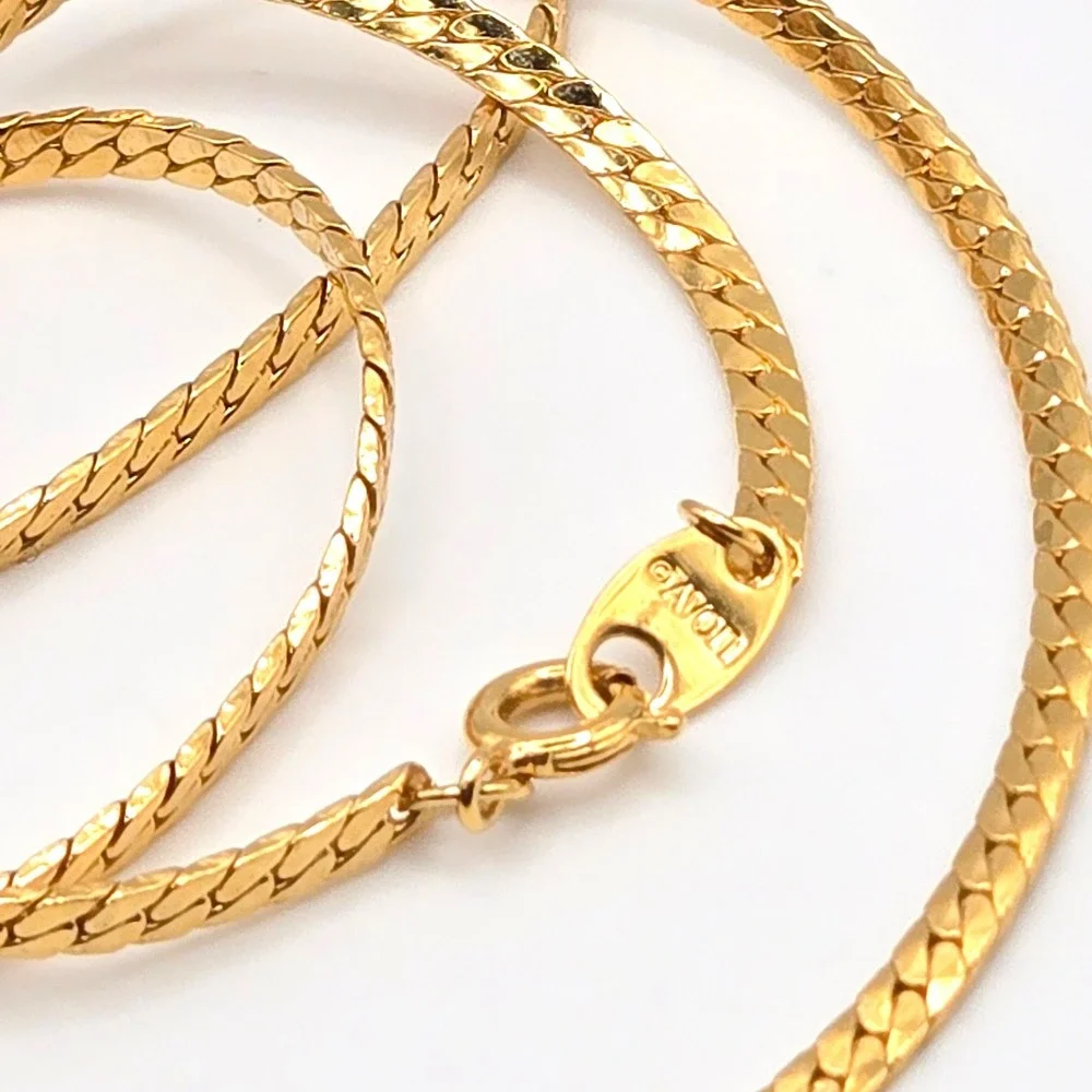 AVON Shiny Gold‎ Tone Flat Herringbone 24 Inch Chain Spring Ring Clasp